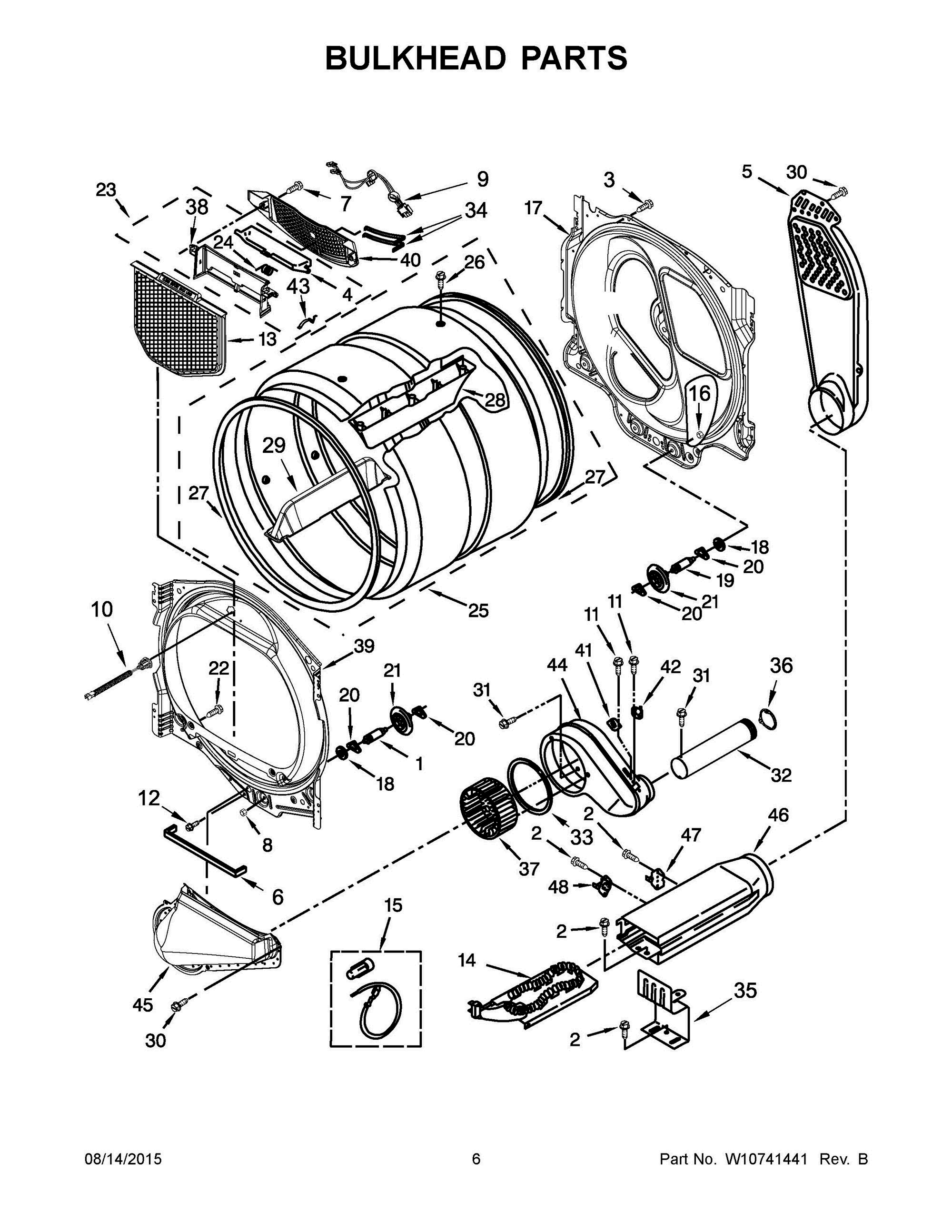 04 - BULKHEAD PARTS Diagram and Parts List for YMEDB835DW0  Whirlpool Dryer