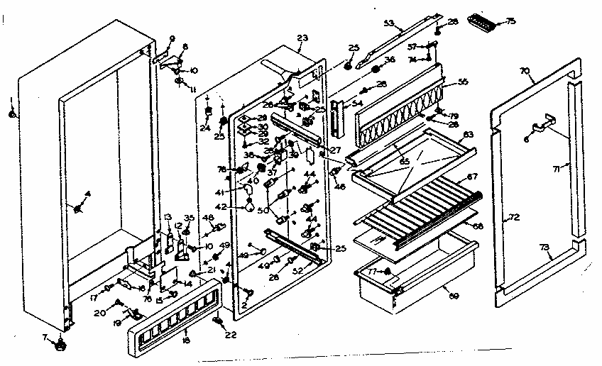 Cabinet Parts Diagram and Parts List for 106U11AL  Kenmore Refrigerator