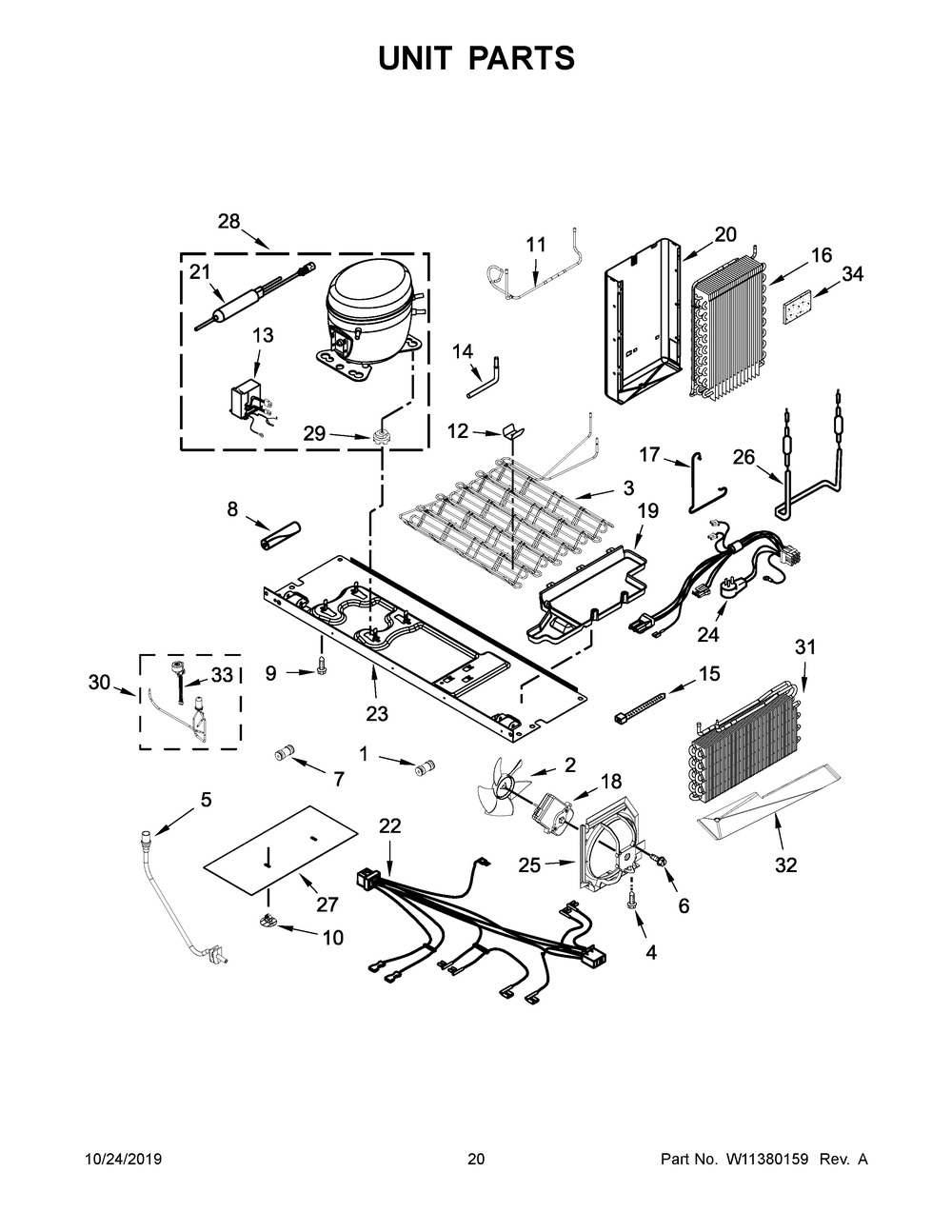 Unit Parts Diagram and Parts List for KRSC700HBS00  Whirlpool Refrigerator