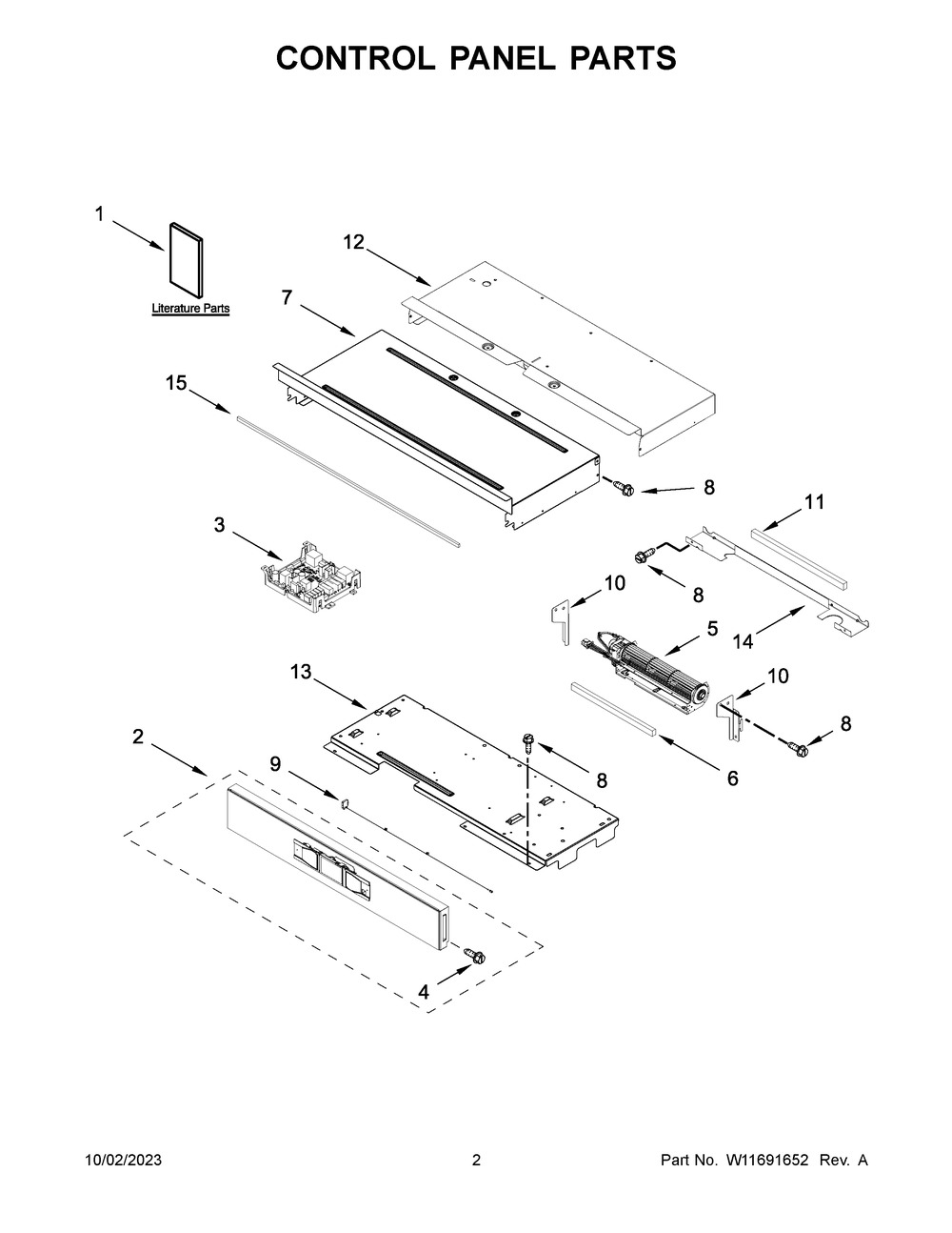 Control Panel Parts Diagram and Parts List for WOES5030LB01  Whirlpool Wall Oven