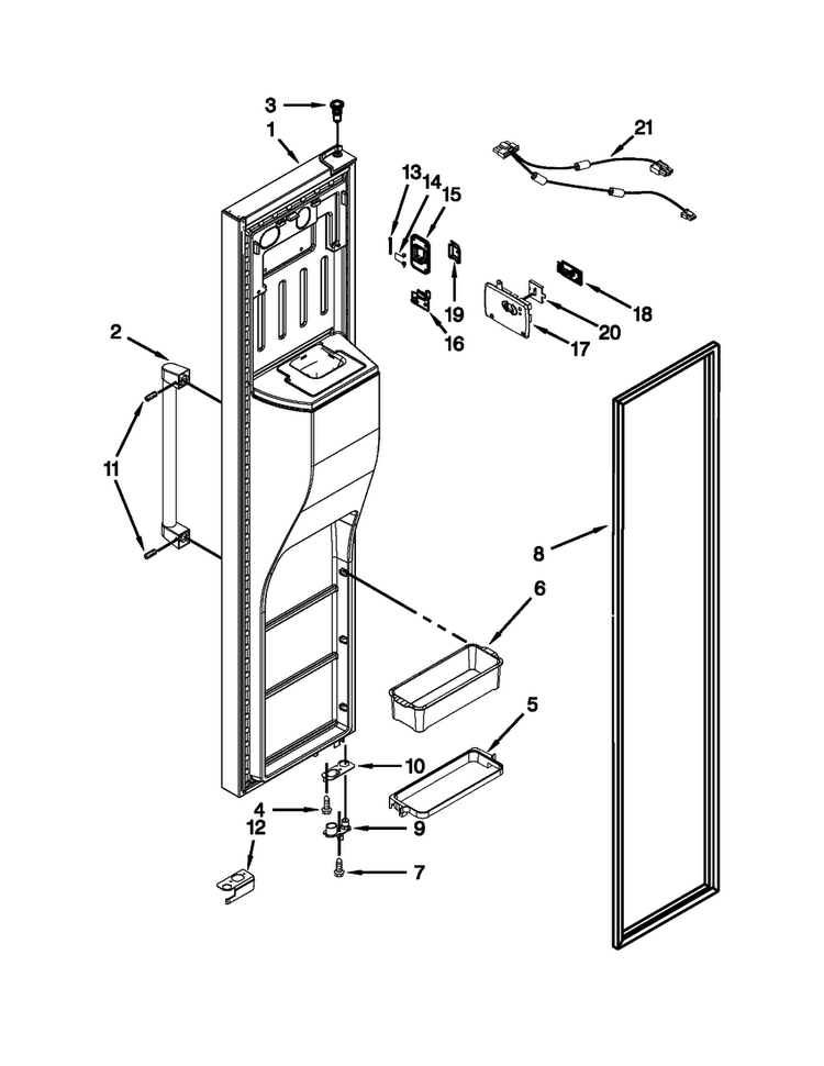 Freezer Door Parts Diagram and Parts List for KSC24C8EYP03  KitchenAid Refrigerator