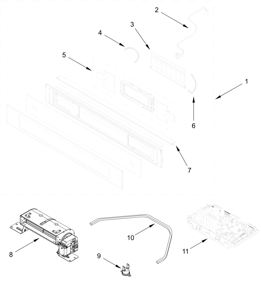 Control Panel Parts Diagram and Parts List for KODC504PPS03  Whirlpool Wall Oven