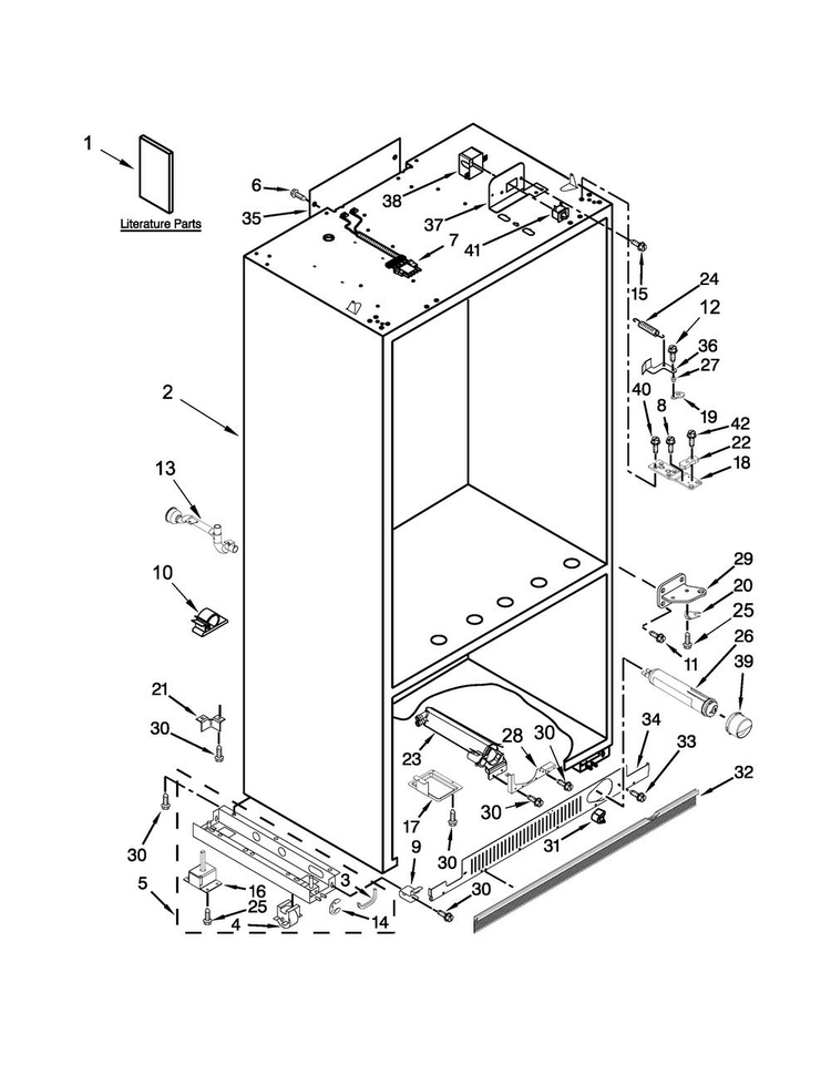 Cabinet Parts Diagram and Parts List for KBFN502EPA00  KitchenAid Refrigerator