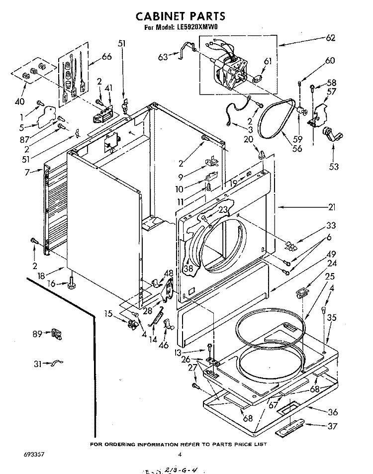 SECTION Diagram and Parts List for LE5920XMW0  Whirlpool Dryer
