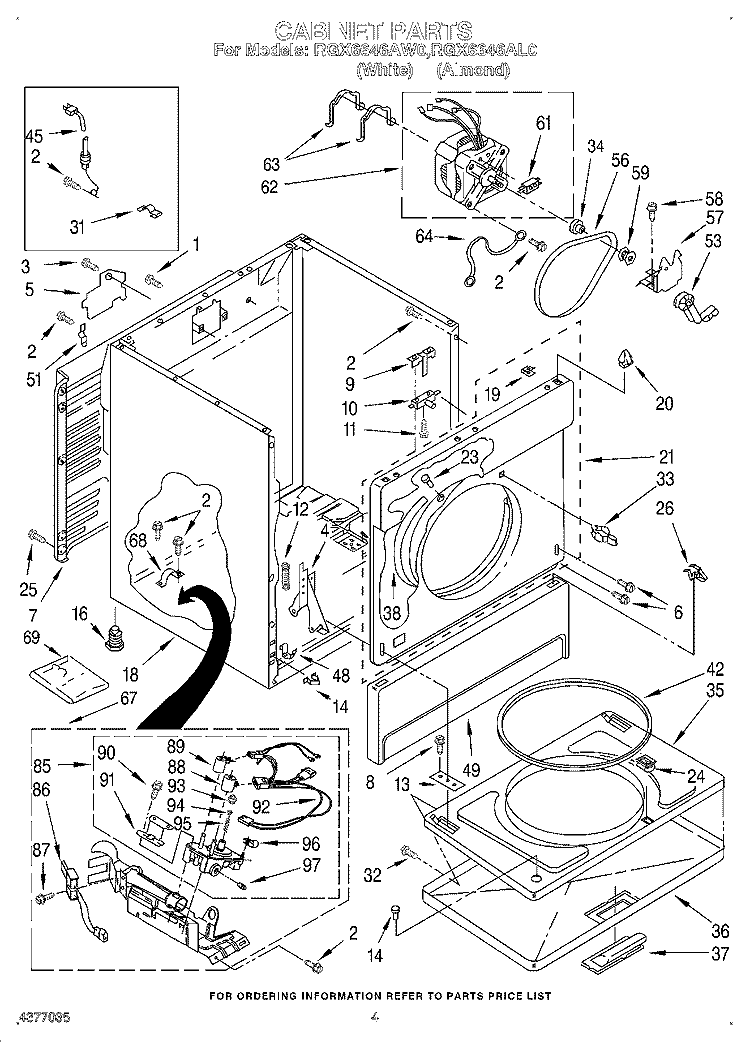 CABINET Diagram and Parts List for RGX6646AL0  Roper Dryer
