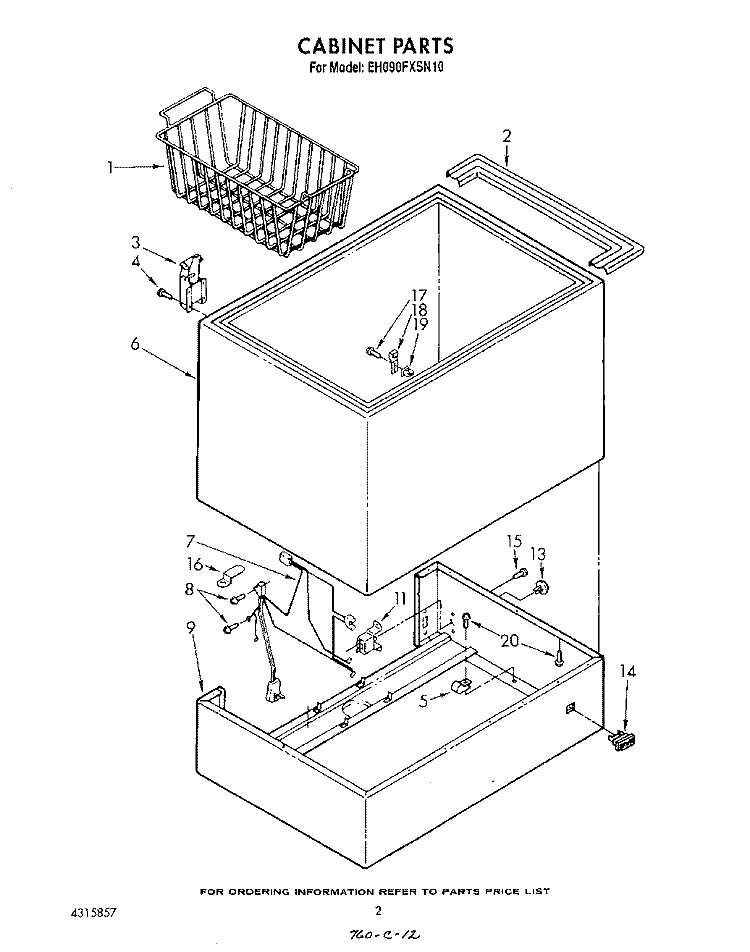 SECTION Diagram and Parts List for EH090FXSN10  Whirlpool Freezer