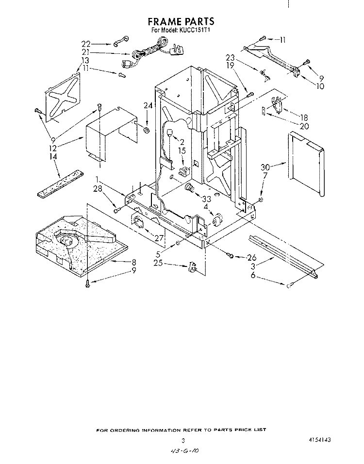 FRAME Diagram and Parts List for KUCC151T1  KitchenAid Trash Compactor