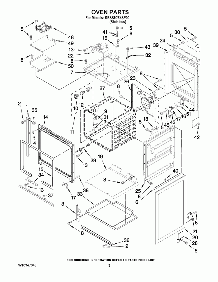 OVEN PARTS Diagram and Parts List for KESS907XSP00  KitchenAid Range