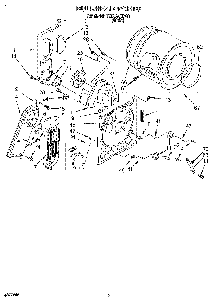 SECTION Diagram and Parts List for TEDL640BW1  Whirlpool Dryer