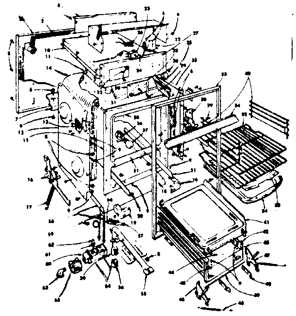 Oven Parts Diagram and Parts List for 1553227291  Kenmore Range
