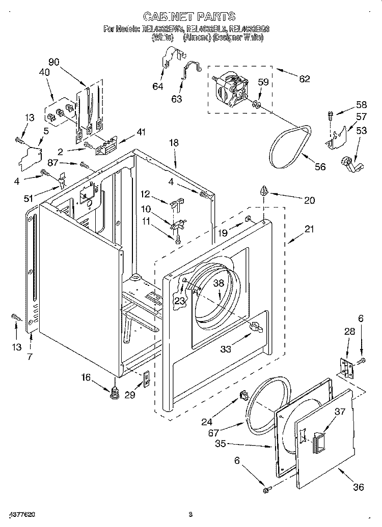 SECTION Diagram and Parts List for REL4632BL3  Roper Dryer