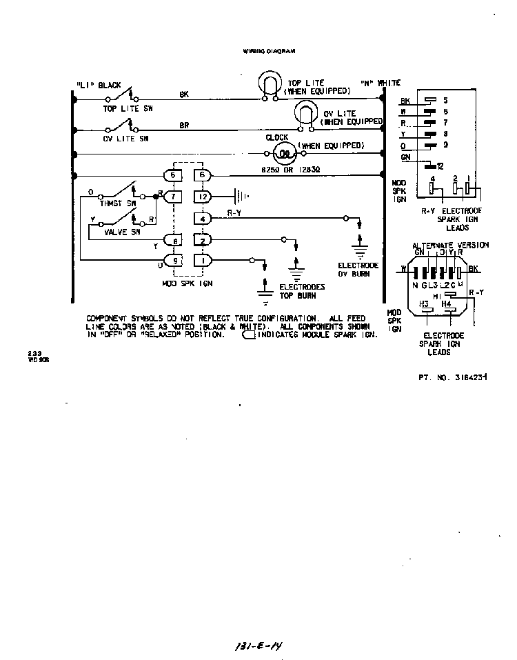 Wiring Diagram Diagram and Parts List for 1234*0A  Roper Range