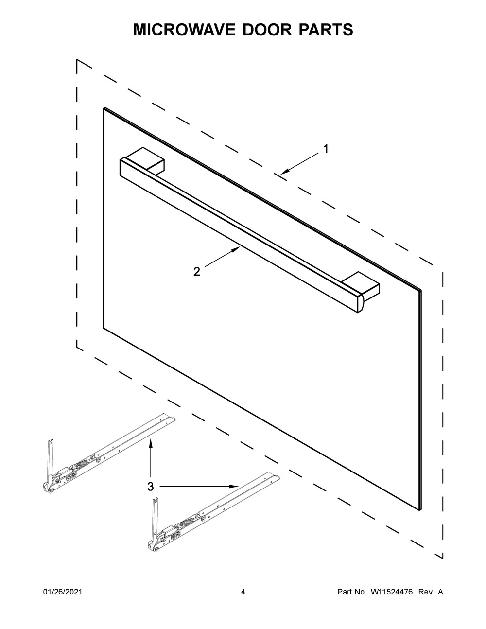 Microwave Door Parts Diagram and Parts List for JMC6224HL0  Whirlpool Microwave