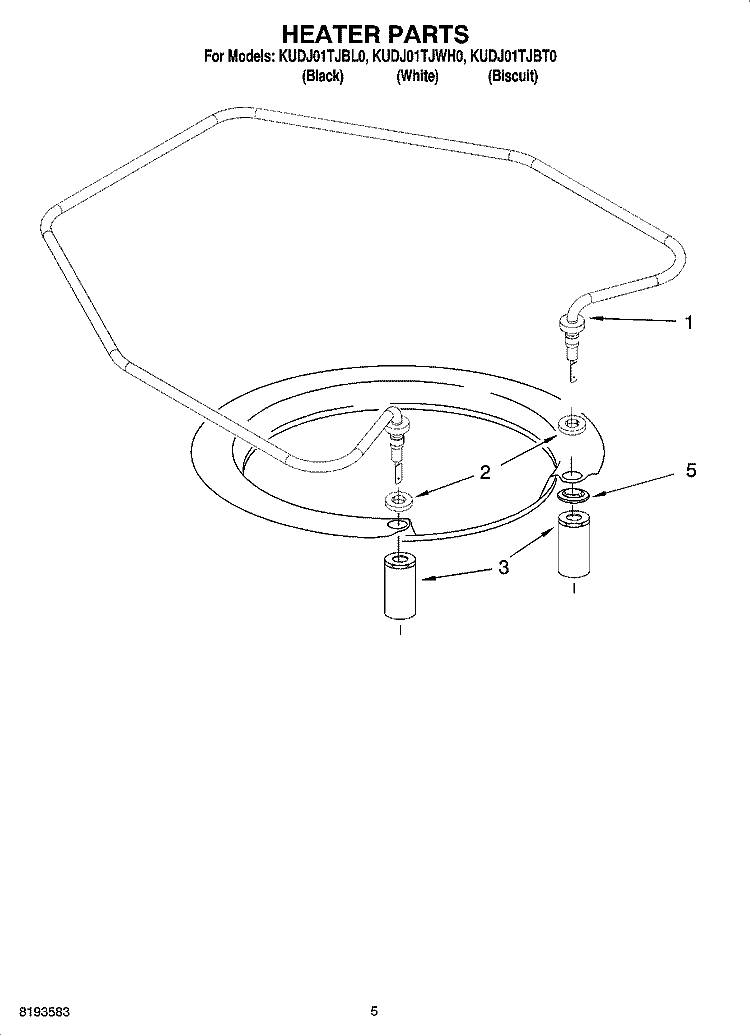 HEATER PARTS Diagram and Parts List for KUDJ01TJWH0  KitchenAid Dishwasher