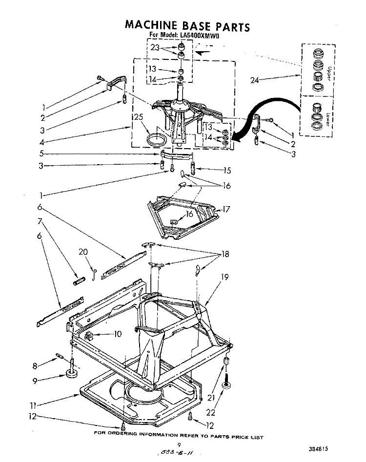 MACHINE BASE Diagram and Parts List for LA5400XMW0  Whirlpool Washer
