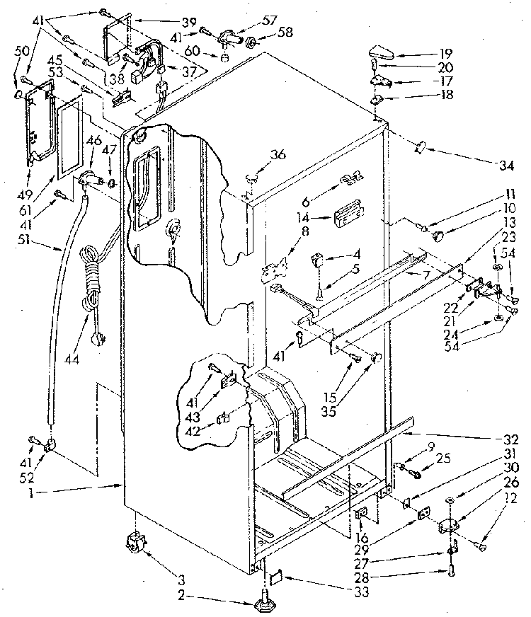 Cabinet Diagram and Parts List for ET18JKXSM04  Whirlpool Refrigerator