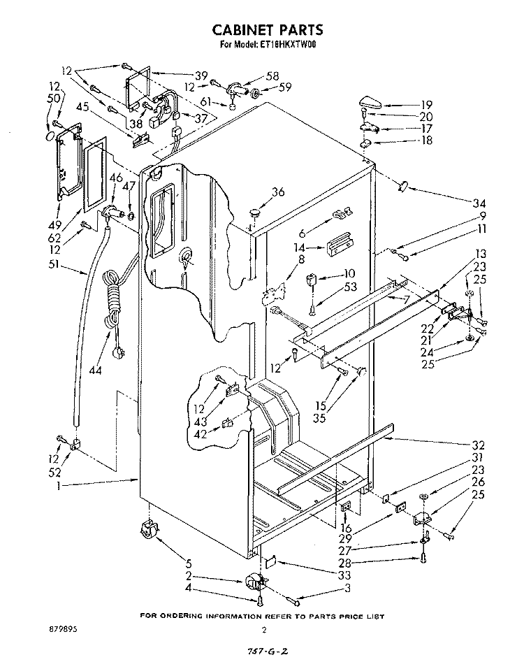 CABINET Diagram and Parts List for ET18HKXTF00  Whirlpool Refrigerator