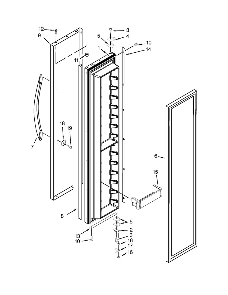 Freezer Door Parts Diagram and Parts List for KSSC48FTS20  KitchenAid Refrigerator