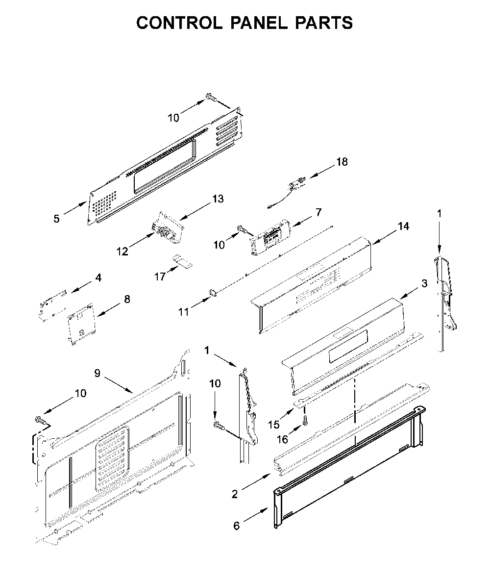 Control panel parts Diagram and Parts List for WFG975H0HV1  Whirlpool Range