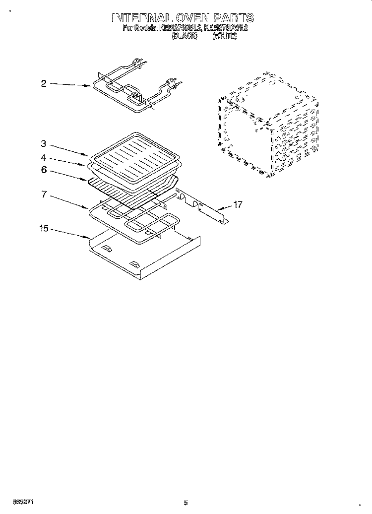 INTERNAL OVEN Diagram and Parts List for KEBI276DBL2  KitchenAid Wall Oven