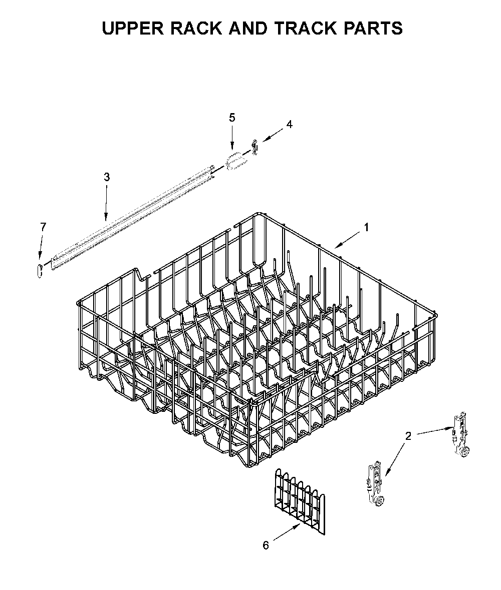 Upper rack and track parts Diagram and Parts List for WDF330PAHW4  Whirlpool Dishwasher