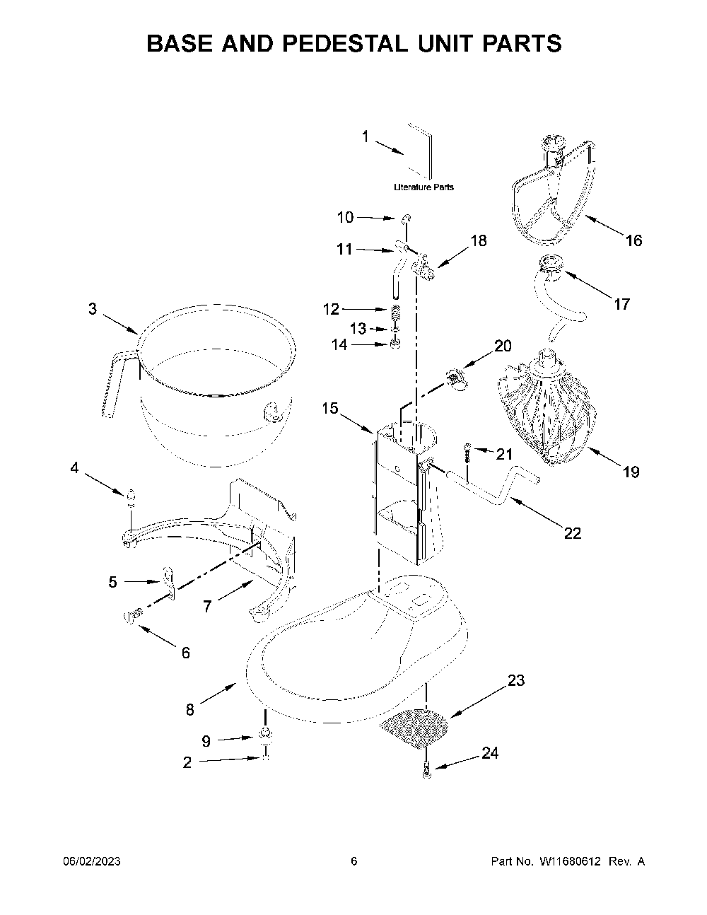 Base And Pedestal Unit Parts Diagram and Parts List for KSM8990CU0  KitchenAid Mixer
