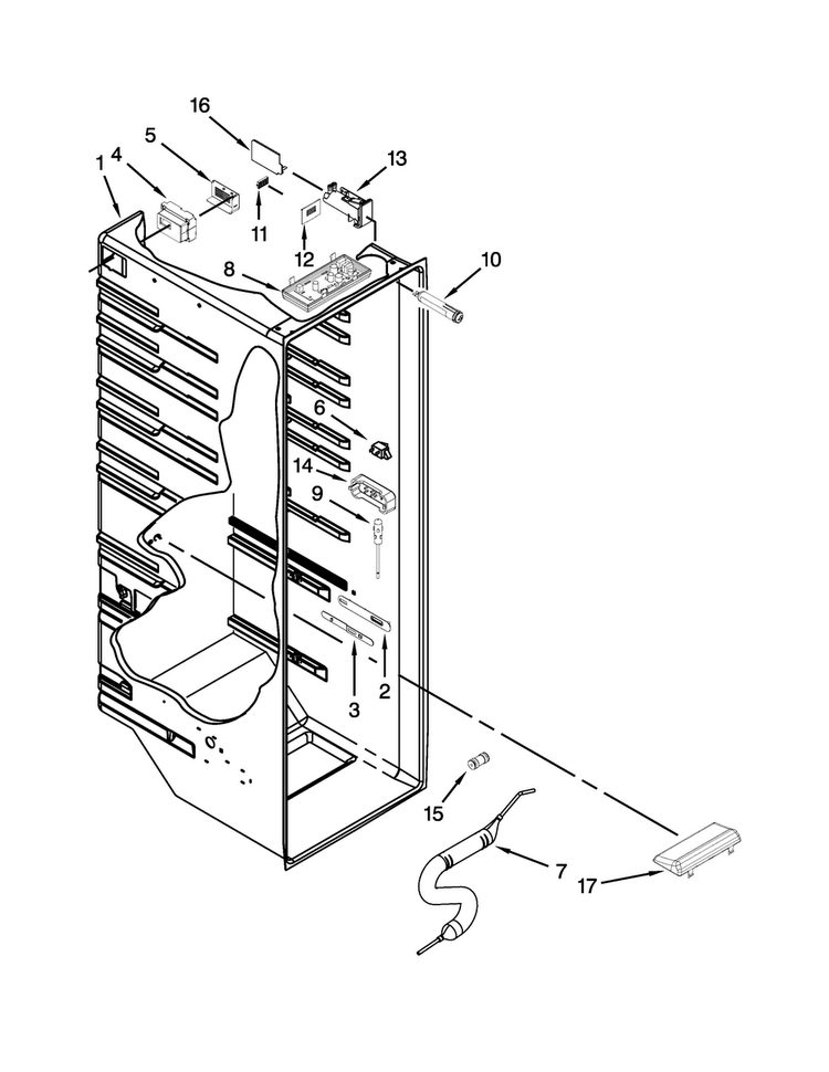 Refrigerator Liner Parts Diagram and Parts List for WRS537SIAM01  Whirlpool Refrigerator