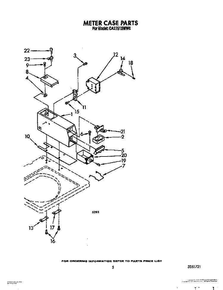 METER CASE Diagram and Parts List for CA2751XWW0  Whirlpool Washer
