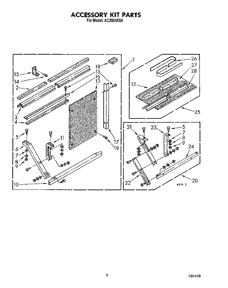 ACCESSORY KIT, LIT/OPTIONAL Diagram and Parts List for AC2504XS0  Whirlpool Air Conditioner