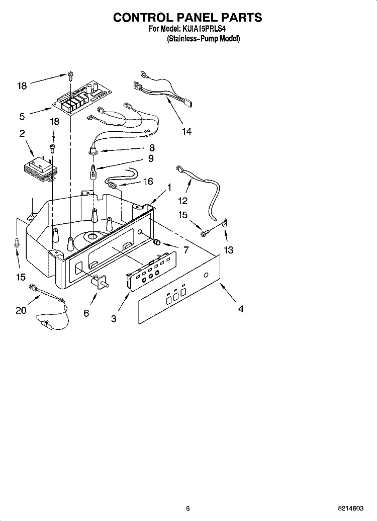 CONTROL PANEL PARTS Diagram and Parts List for KUIA15PRLS4  KitchenAid Ice Maker