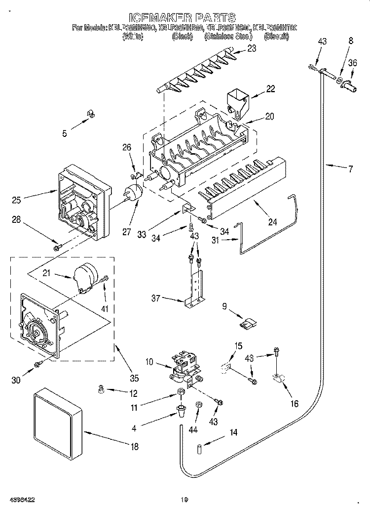 ICEMAKER Diagram and Parts List for KBLP36MHS00  KitchenAid Refrigerator