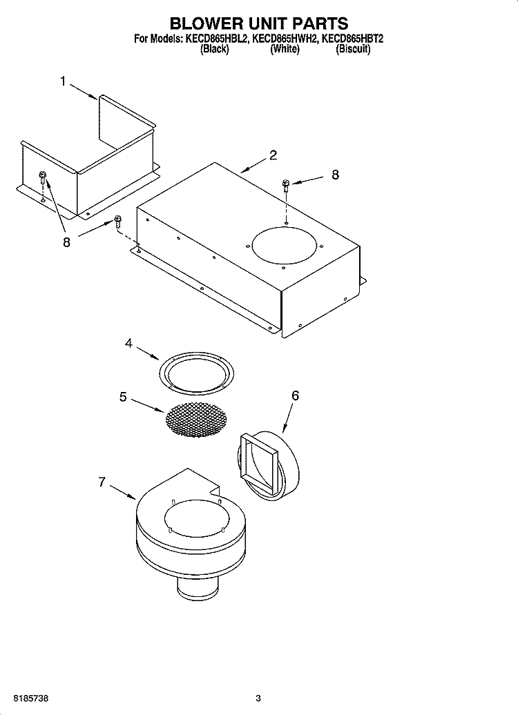 BLOWER UNIT PARTS, OPTIONAL PARTS Diagram and Parts List for KECD865HBL2  KitchenAid Cooktop