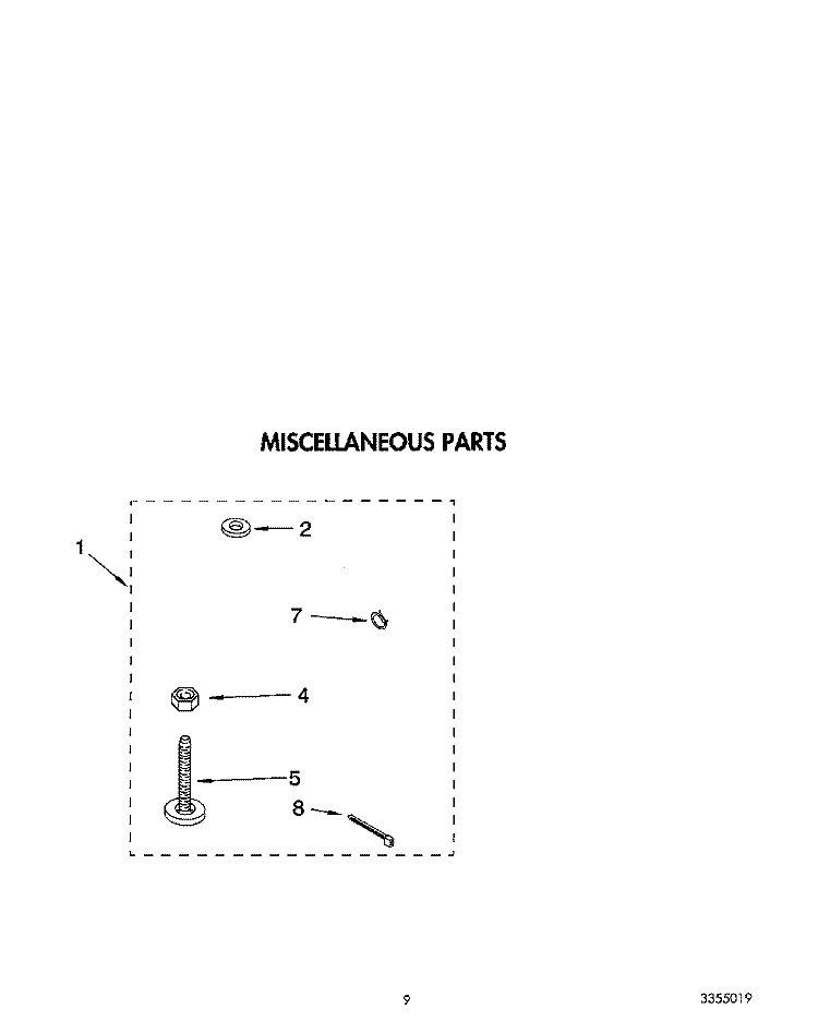 MISCELLANEOUS Diagram and Parts List for 4CA2782XYG0  Whirlpool Washer