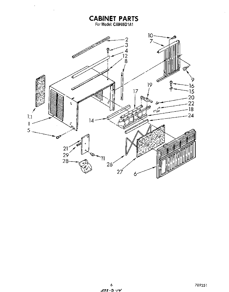SECTION Diagram and Parts List for CAW06D1A1  Whirlpool Air Conditioner