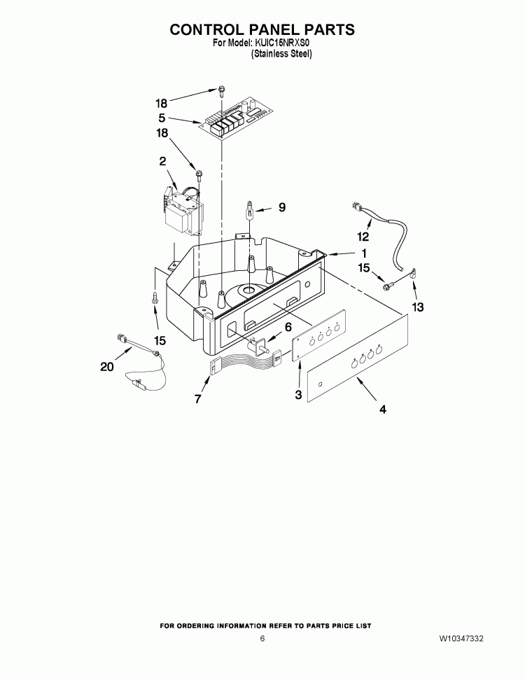 CONTROL PANEL PARTS Diagram and Parts List for KUIC15NRXS0  KitchenAid Ice Maker