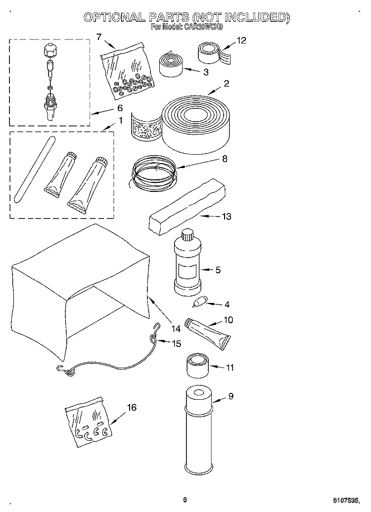 OPTIONAL Diagram and Parts List for CAR30WCK0  Crosley Air Conditioner