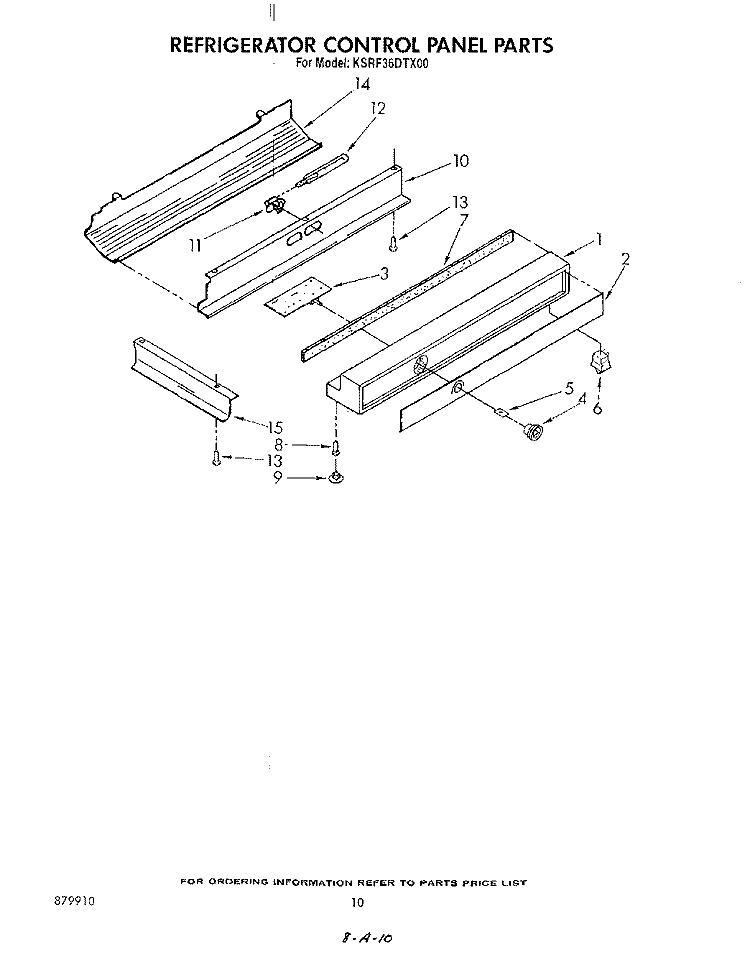 REFRIGERATOR CONTROL PANEL Diagram and Parts List for KSRF36DTX00  KitchenAid Refrigerator