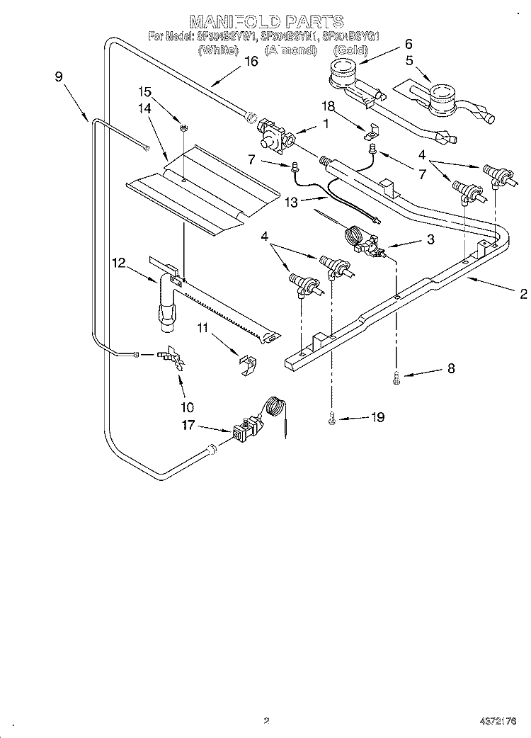 SECTION Diagram and Parts List for SF304BSYN1  Whirlpool Range