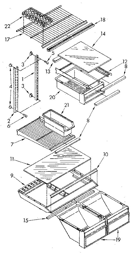Shelf Diagram and Parts List for ET20AKXSN06  Whirlpool Refrigerator
