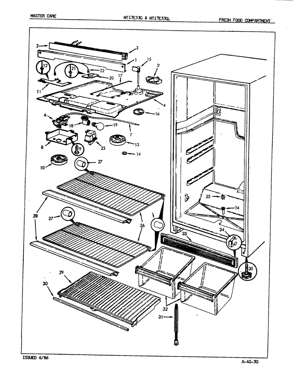 03 - Fresh Food Compartment Diagram and Parts List for NT17E53GLA  Whirlpool Refrigerator