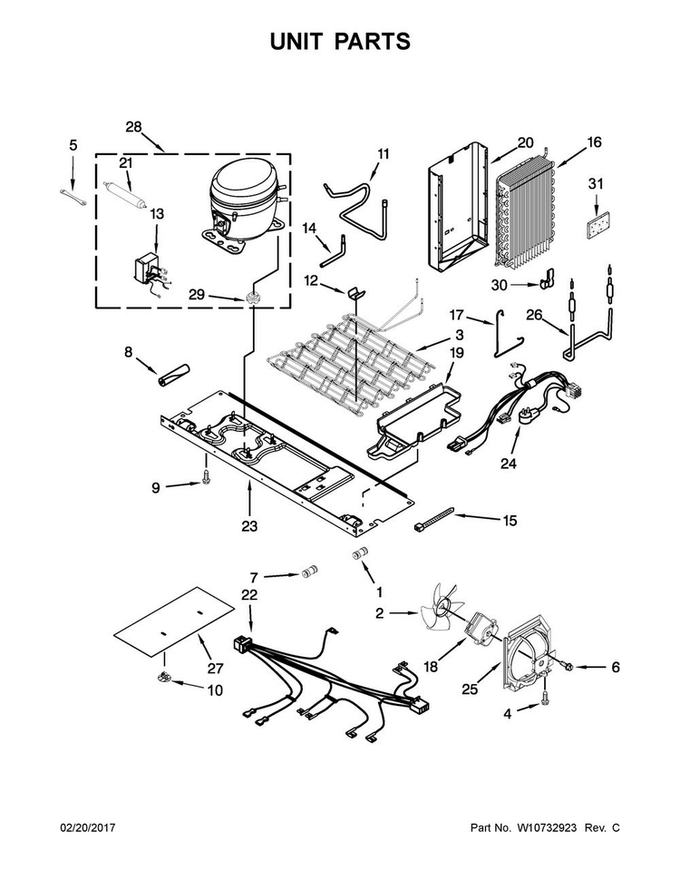 Unit Parts Diagram and Parts List for WRS586FLDM00  Whirlpool Refrigerator