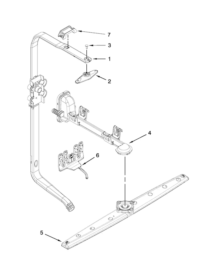 Upper Wash And Rinse Parts Diagram and Parts List for KUDE48FXSS6  KitchenAid Dishwasher