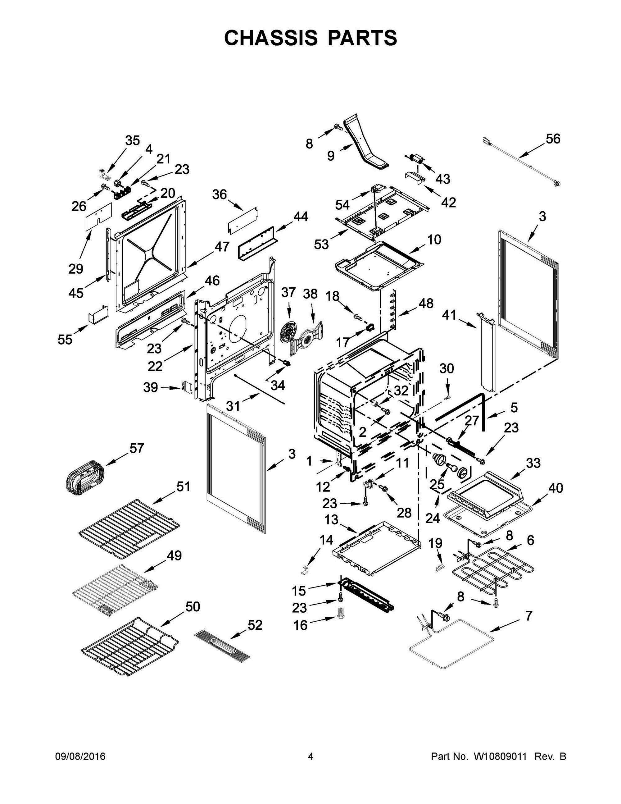 03 - CHASSIS PARTS Diagram and Parts List for YKSDB900ESS0  Whirlpool Range