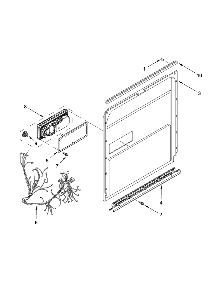 Inner Door Parts Diagram and Parts List for KDFE454CSS2  KitchenAid Dishwasher