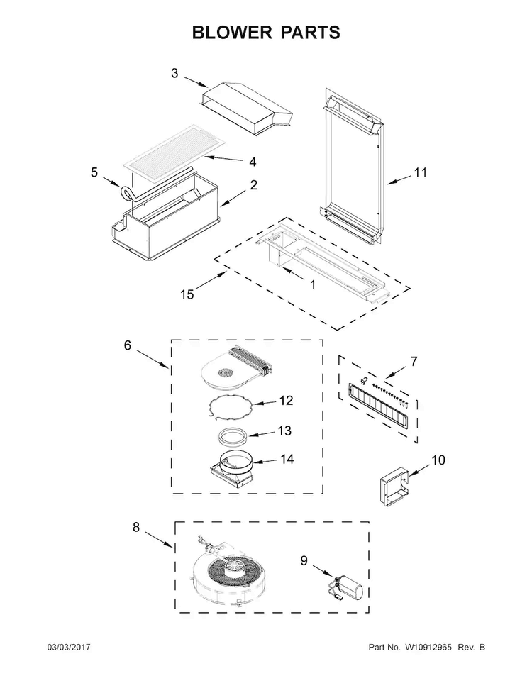 Blower Parts Diagram and Parts List for KSDG950ESS1  KitchenAid Range