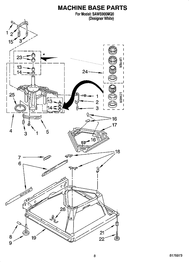 MACHINE BASE PARTS Diagram and Parts List for SAWS900MQ0  Whirlpool Washer