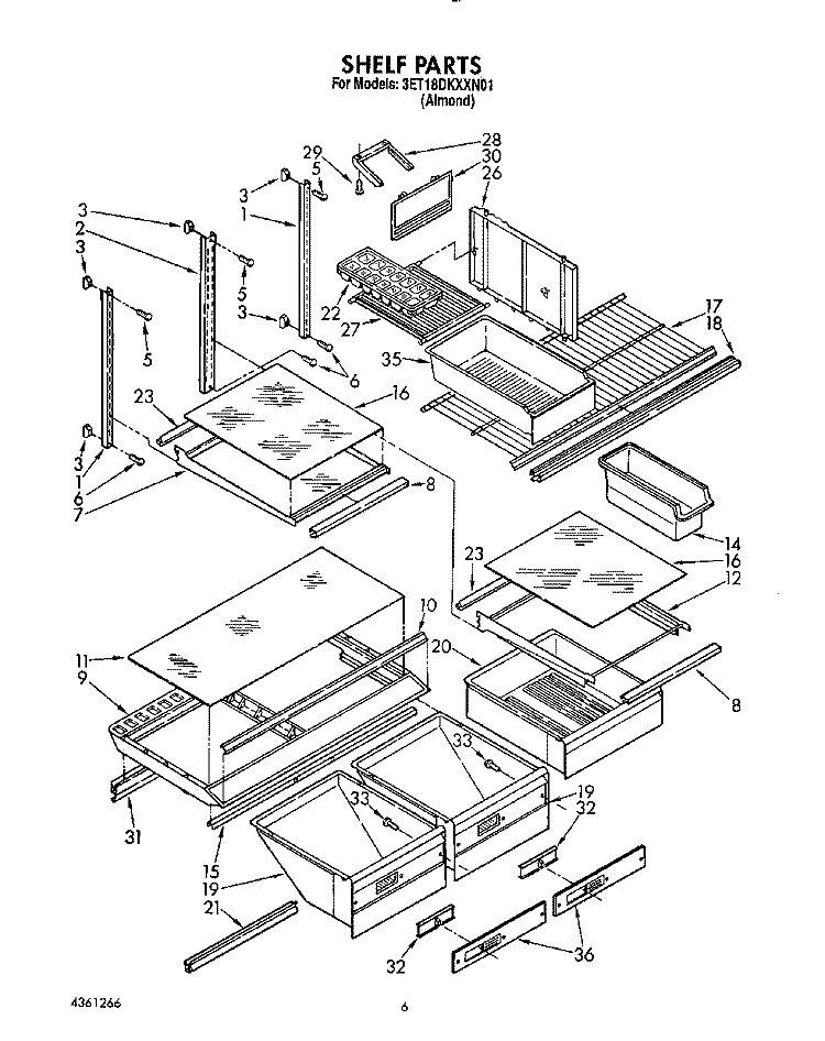 SHELF, LIT/OPTIONAL Diagram and Parts List for 3ET18DKXXN01  Whirlpool Refrigerator