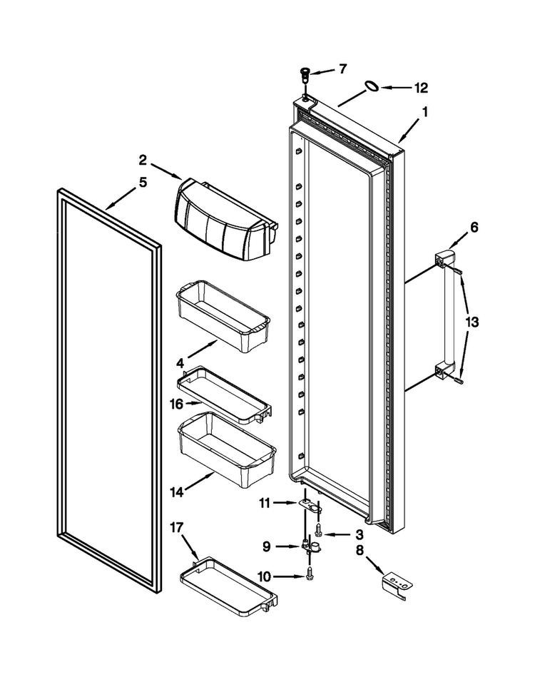 Refrigerator Door Parts Diagram and Parts List for KSC24C8EYP03  KitchenAid Refrigerator