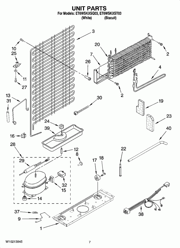 UNIT PARTS Diagram and Parts List for ET6WSKXST03  Whirlpool Refrigerator