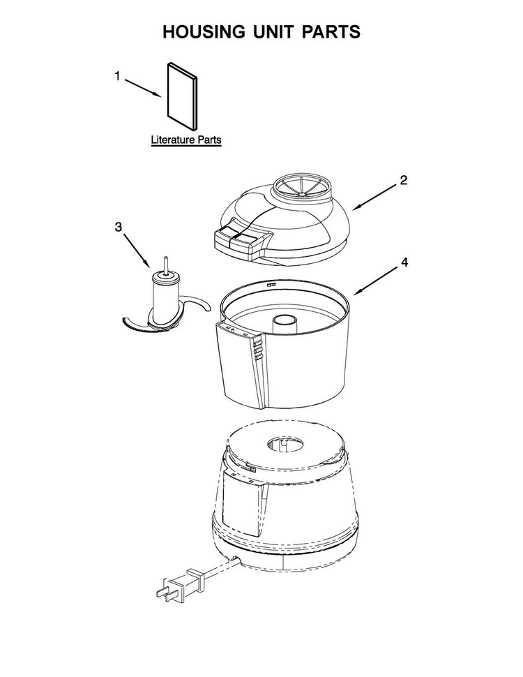 Housing Unit Parts Diagram and Parts List for KFC3522QBY0  KitchenAid Food Processor